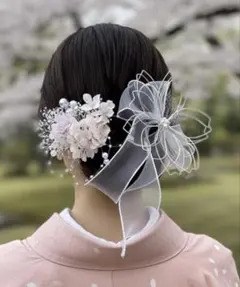 成人式　卒業式　髪飾り　水引桜＆桜　ピンクホワイト