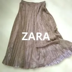 ザラZARAプリーツロングスカート チュールスカートМゴールドラメのサムネイル