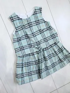 BURBERRY　バーバリー　ライトグリーンチェック柄ノースリーブワンピース