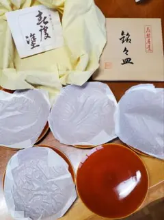 乾漆 銘々皿 5枚セット 漆器 木箱入り 和食器