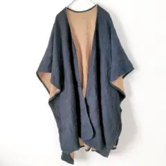 カーディガン ショール　ブラック　ブラウン　アウター　ニット　体型カバー