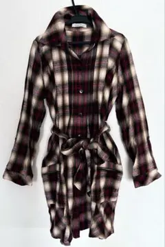 Pastal Ma'am シャツワンピース　チェック　赤茶
