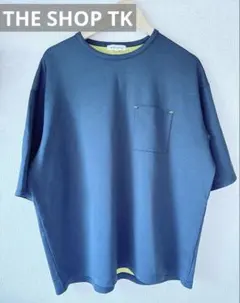 THE SHOP TK ポケットTシャツ ネイビー×イエロー　バイカラー　Lのサムネイル