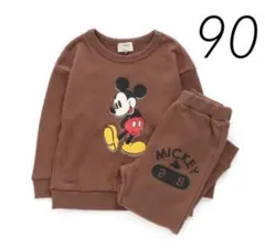 エフオーキッズ 新品 ミッキーマウス 90 ブラウン セットアップ スウェット
