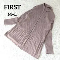ファースト ショールカラーリブ長袖カーディガン 羽織り ミドル丈 レディース M