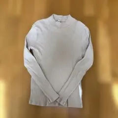 UNIQLO ベージュ リブ編み 長袖Tシャツ 36