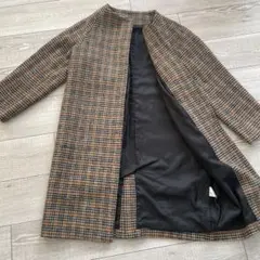 チェック柄　コート　茶系