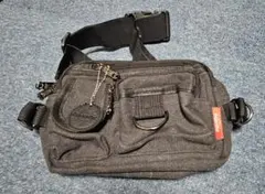 【新品】ブラックキャンバス ボディバッグ　ヒップバッグ