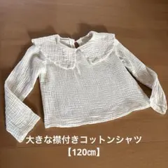 【120㎝】デザイン長袖シャツ　ビッグカラー　おしゃれ