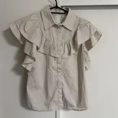 フリル袖 バックレース　ブラウス ベージュのサムネイル