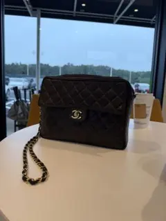 CHANEL マトラッセ　ヴィンテージ　チェーンショルダーバッグ ブラック