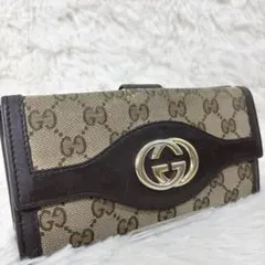 GUCCI グッチ 長財布 キャンバス　インターロッキング　ロングウォレット