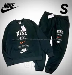 S 新品 ナイキ フリース スウェット セットアップ トレーナー パンツ 黒