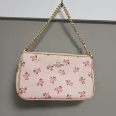 【COACH】コーチ フラワー柄ミニバッグ ポーチ　クラッチバッグ　チェーン