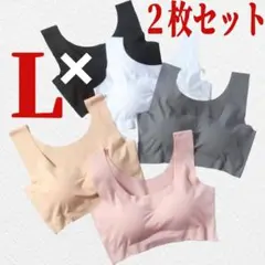 シ－ムレスブラ　ノンワイヤーブラ　Lサイズ　ナイトブラ　スポーツブラ　2枚のサムネイル