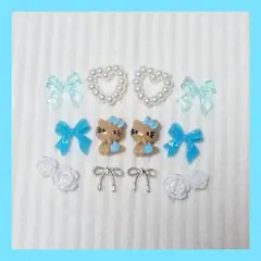 日焼け キティちゃん ブルー系 ネイルパーツ