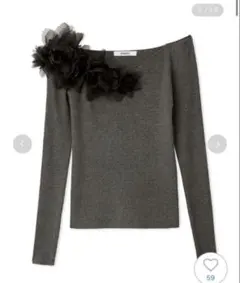 snidel モチーフニットプルオーバー オフショルダーフラワー