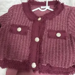 LIP SERVICE フリンジツイードアンサンブルニットワンピース レッド