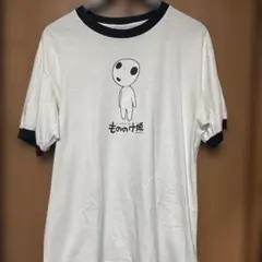 もののけ姫 コダマ リンガーTシャツ ホワイト ブラック L