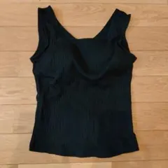 無印ブラックリブ編みブラタンクトップ Mサイズ