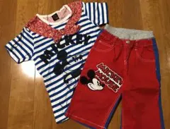 BABYDOLL ミッキーマウス Tシャツ ボーダー ハーフパンツ　ベビードール