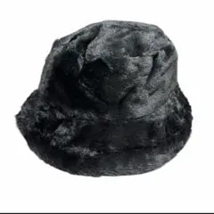 ⭐️ふわふわバケットハット⭐️黒 ファー サイズ調整可能 あったかい