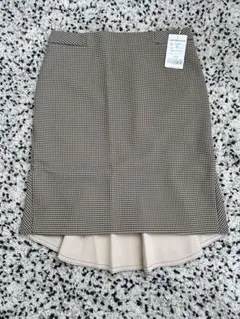 新品タグ付き 千鳥格子柄タイトスカート XLサイズ フリル裾