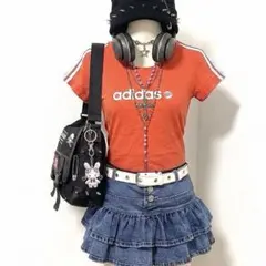 【希少】adidas ピチTシャツ マルチカラースリーライン Y2K 平成