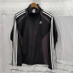 adidas アディダス ジャージ ジャケット 黒 3本ライン ロゴ入り