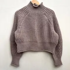 H&M タートルネック クロップドニット グレージュ　M