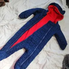 ネイビー レッド キルティング アウター ８０cm　くま耳