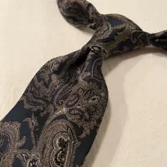 【超レア好デザイン★未使用級】バーバリーネクタイ★ペイズリー★ブラック&ゴールド