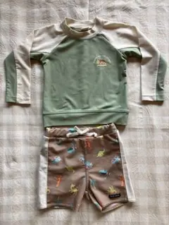 petit main 恐竜柄 水着 ラッシュガードセット 90cm