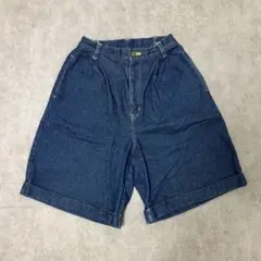 90s vintage 日本製 デニムショートパンツ ハイウエスト 濃紺のサムネイル