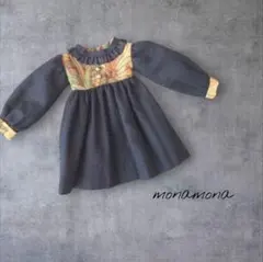 22cmドールハンドメイド服☆ハイウエスト切り替えワンピース