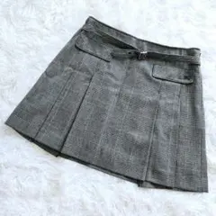 美品 バーバリーブルーレーベル プリーツスカート チェック ベルト付き