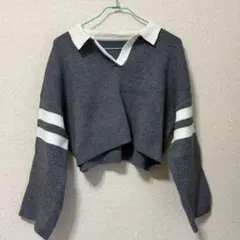 GRL 襟付きニット 長袖 グレー