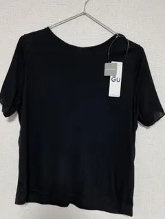 GU タグ付き シアーリブT 半袖 ブラック Lサイズ
