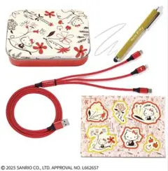 【Hello Kitty】USB充電ケーブル／タッチペン／ステッカー／缶ケース