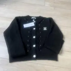 ブラック ビーズ装飾 ニットカーディガン レディース トップス