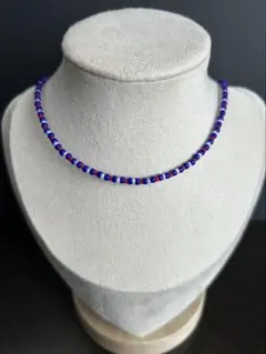 MIYUKIビーズ チョーカー 青 赤 韓国風 35cm