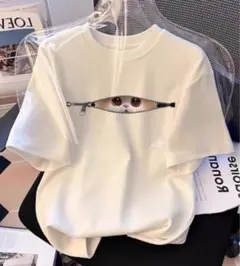 猫 プリント Tシャツ ホワイト 半袖