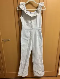 ホワイトフリルネックオールインワンのサムネイル