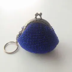 がま口　ハンドメイド　財布　小銭入れ　コインケース　ビーズ　ロイヤルブルー