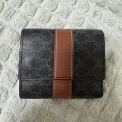 CELINE/セリーヌ　トリオンフキャンバス　三つ折り財布 ダークブラウン 財布