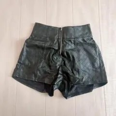 レザー風ショートパンツ♡ハイウエストショーパン♡ブラックL♡合成合皮♡ギャル♡