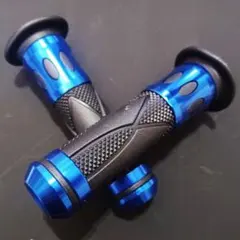 バイク ラバー グリップ 22.2mm ハンドル バーエンド 青 スズキのサムネイル