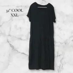 大きいサイズ‼️32° COOL 【XXL】ブラック カットソーワンピース ロング