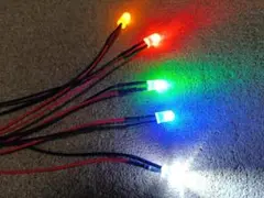 配線付きLED 5Φ 5色各10本 合計50本セット 5～14Vで点灯