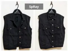 SpRayブラックデニムBIGベスト【下げ札付き•新品未使用】フリーサイズ